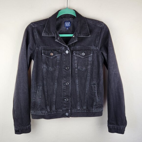 GAP Icon Denim Jacket in Washed Black sz XS EUC - Picture 1 of 10